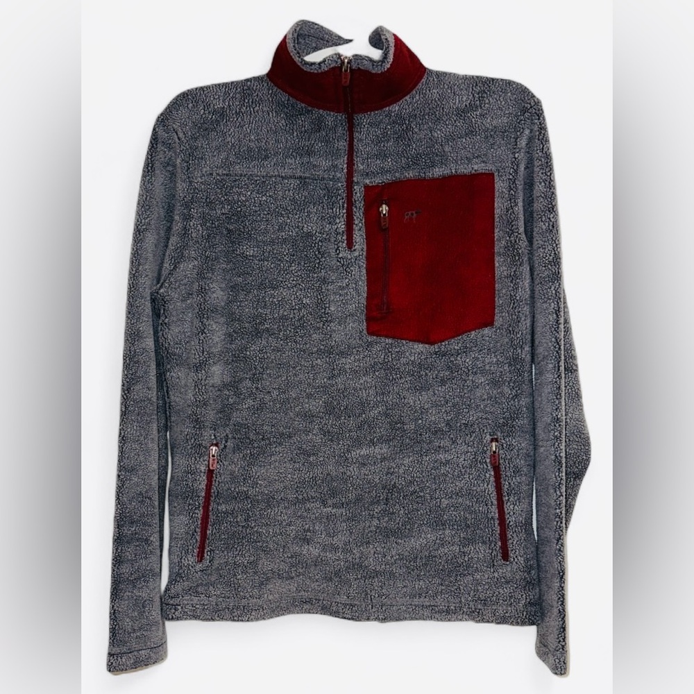 Men's Southern Pointe co. Blue Gray and Red Quarter-Zip fleece Sweater small